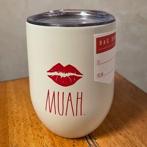 Rae Dunn MUAH Red Lips Insulated Stainless Steel Wine Cup with Lid BRAND NEW!!